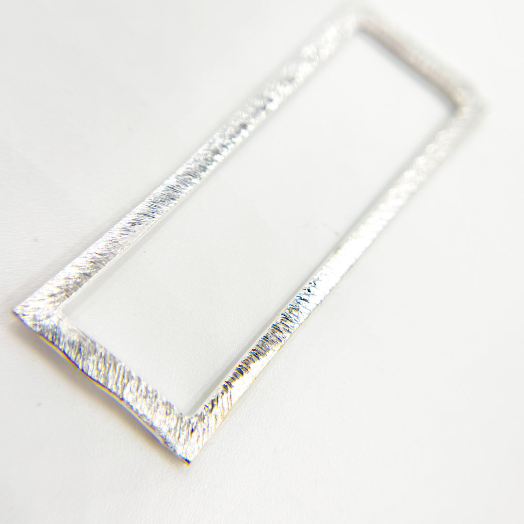 RS3SS. 40MM White Sterling Silver Brushed Rectangle Connector