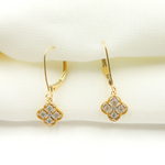 Load image into Gallery viewer, 14K Solid Gold and Diamonds Flower Dangle Earrings. GDT63
