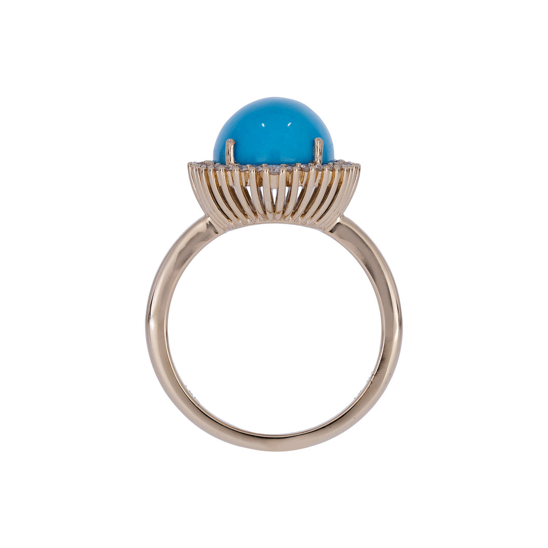 CR97301TQ13X9. 18K Sold Gold Diamond & Turquoise Ring