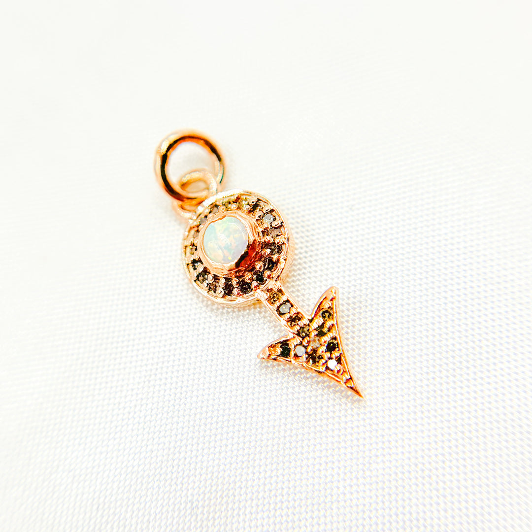 DC364. Diamond Silver Arrow Mini Charm with Gemstone