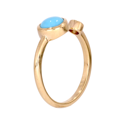Gold Round Turquoise and Diamond Ring