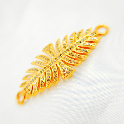 DC966. Diamond Sterling Silver Leaf Shape Connector