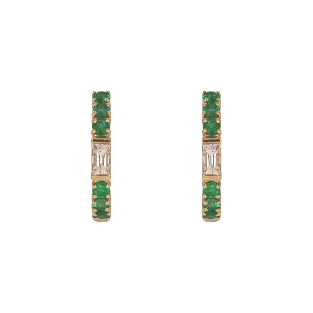 EHE57441. 14K Solid Gold Diamonds and Gemstone Hoops