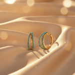 Load image into Gallery viewer, EHZ57722TQ. 14K Solid Gold Turquoise Hoops