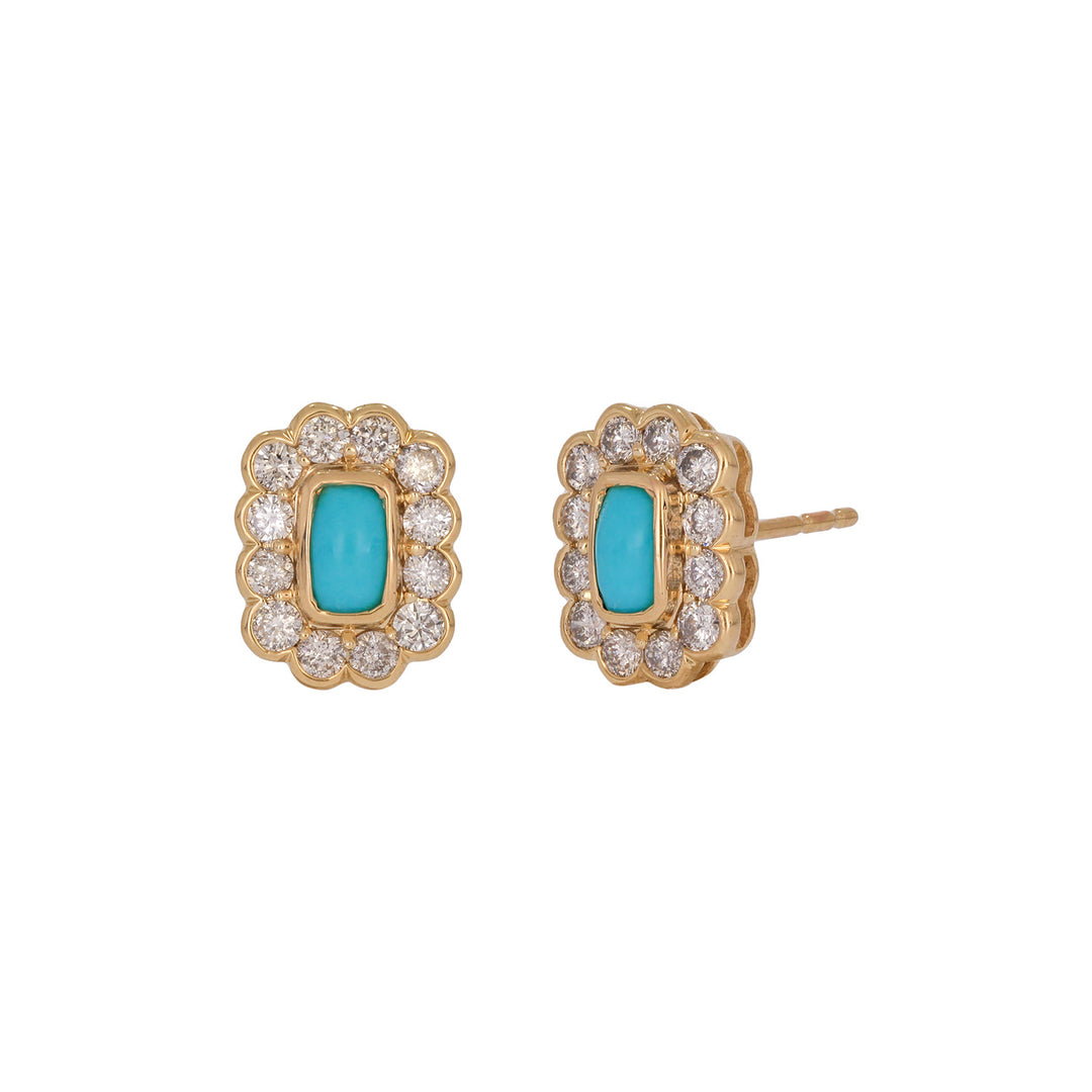 EFI54128. 14k Solid Gold Diamond and Gemstone Studs Earrings