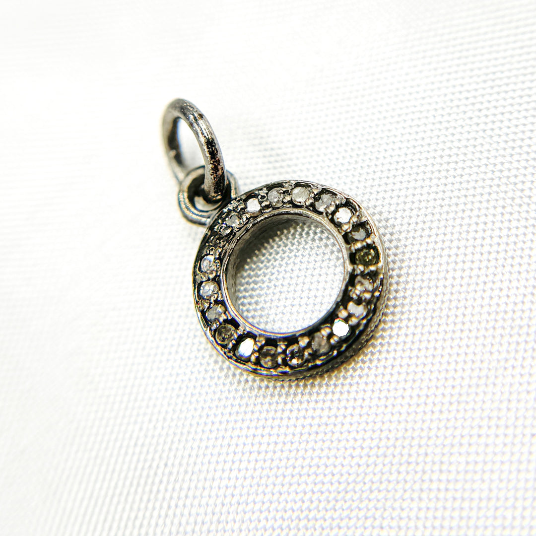 DC855. Diamond Sterling Silver Round Charm