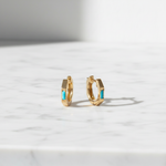 Load image into Gallery viewer, EHZ57587TQ. 14K Solid Gold Octagon Hoop Earrings with Turquoise