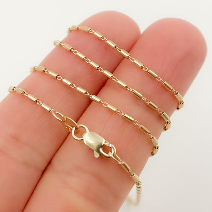 14k Gold Smooth Round Bars Link Chain