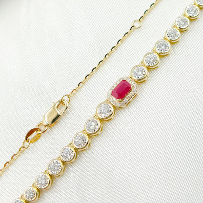 NK401314. 14K Solid Gold Diamond and Gemstone Necklace