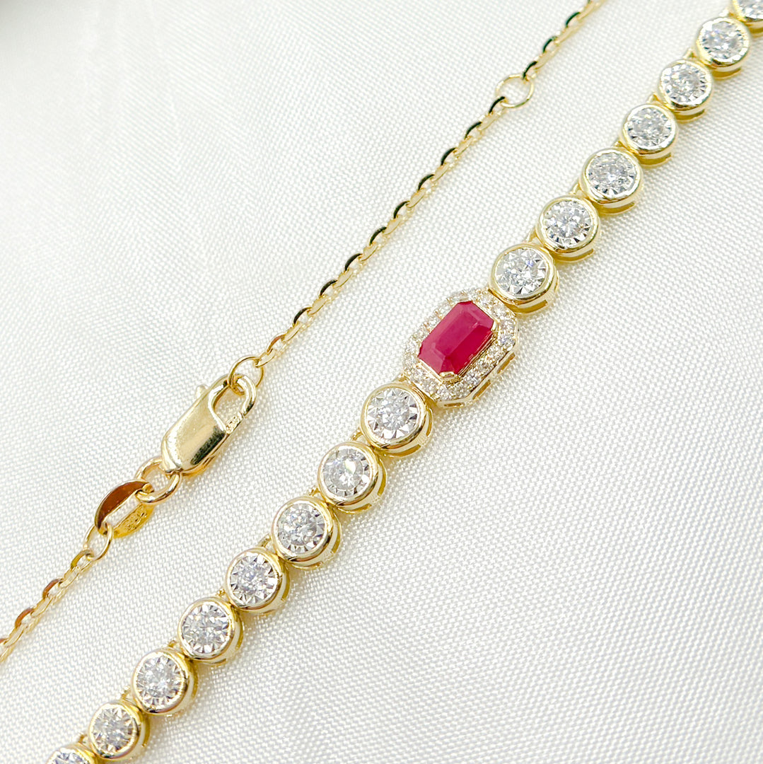 14K Solid Gold Diamond and Gemstone Necklace. NK401314