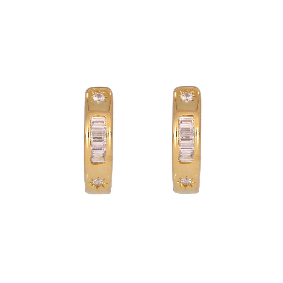 14K Solid Roses Gold Diamond Hoop Earrings