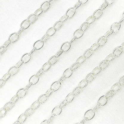 Buy Sterling Silver Textured Oval Link Chain.