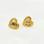 Load image into Gallery viewer, DE060. Diamond and Polki Diamond Sterling Silver Heart Studs
