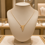 Load image into Gallery viewer, NFA72325. 14K Solid Yellow Gold Diamond Triangle Dangle Necklace