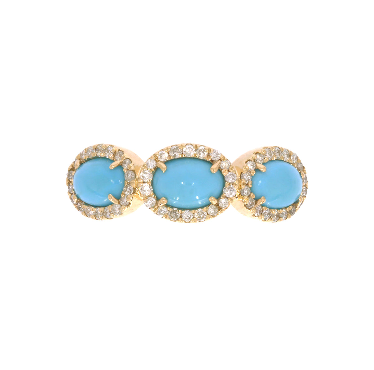 CR97069TQ6X4. 14k Solid Gold Diamond and Turquoise Ring