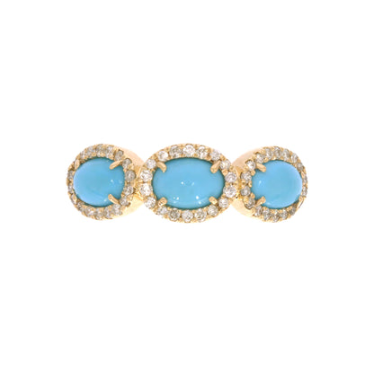 CR97069TQ6X4. 14k Solid Gold Diamond and Turquoise Ring