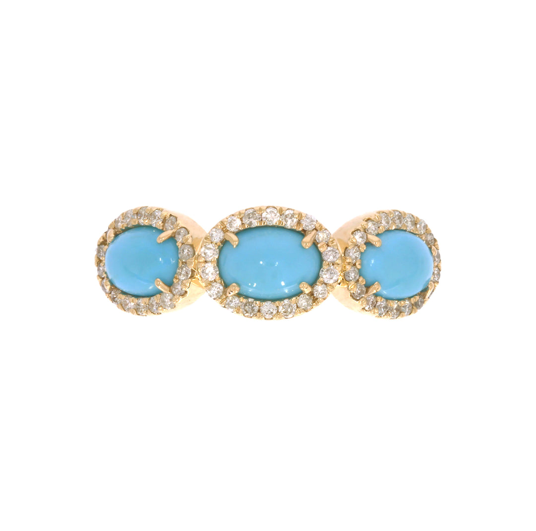 CR97069TQ6X4. 14k Solid Gold Diamond and Turquoise Ring