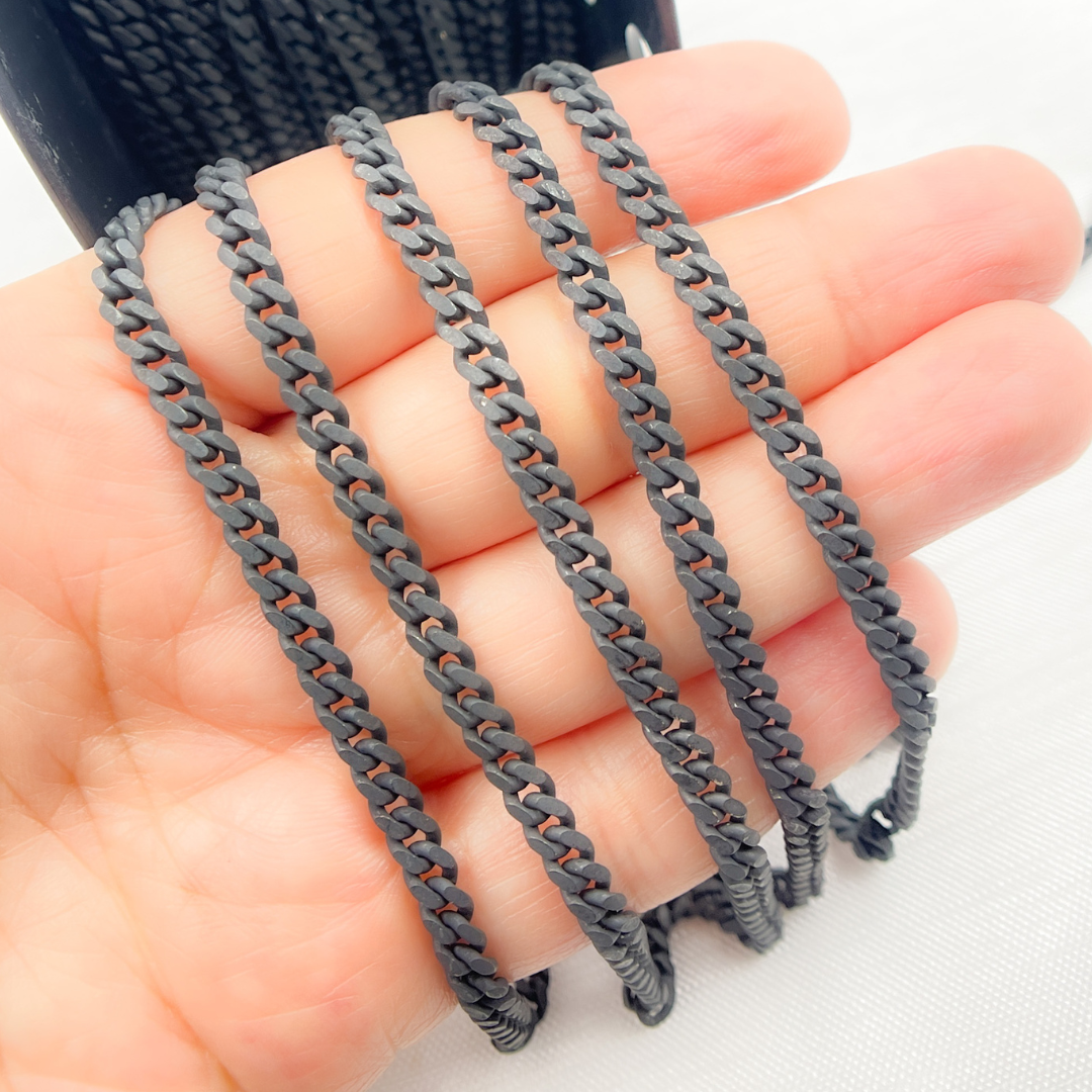 X32BRM. Black Rhodium Matt 925 Sterling Silver Curb Chain