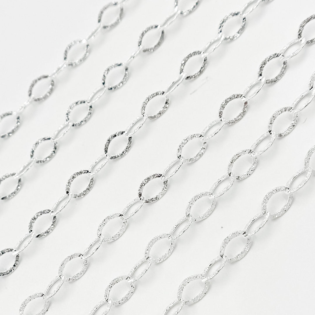 Y124SS. Sterling Silver Oval Textured Link Chain
