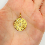 Load image into Gallery viewer, 14K Solid Gold with Diamonds Circle Charm. GDP212
