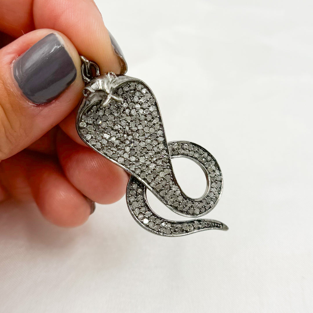 DP071. Diamond Sterling Silver Snake Pendant with Gemstone