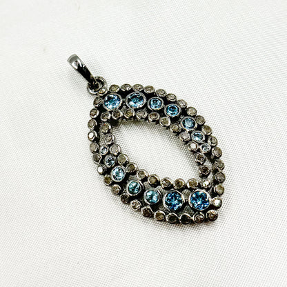 DSP041. Diamond Silver Gemstone Leaf Pendant