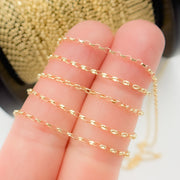 14k Solid Yellow Gold Diamond Cut Oval Link Chain