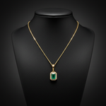 Load image into Gallery viewer, CMC00365EM6X4. 14K Solid Gold Rectangular-Shaped Emerald and Diamond Charm