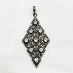 Load image into Gallery viewer, DP170. Diamond Sterling Silver Rhombus Shape Pendant with Gemstone
