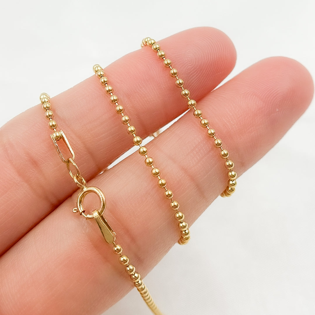 1.5BLCNecklace. 14k Gold Filled Ball Finished Necklace