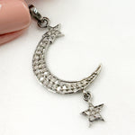 Load image into Gallery viewer, DP594. Diamond Sterling Silver Moon &amp; Dangle Star Pendant
