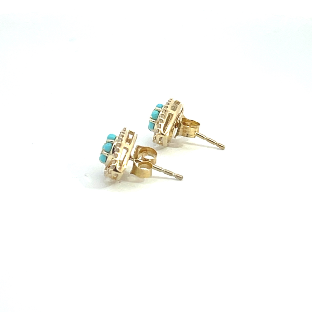 14k Solid Gold Diamond and Turquoise Eye Studs. EFE52541TQY