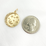 Load image into Gallery viewer, GDP434. 14K Solid Gold Diamond Round Moon and Stars Charm
