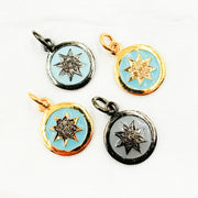 Diamond Sterling Silver Round Star Enamel Charm