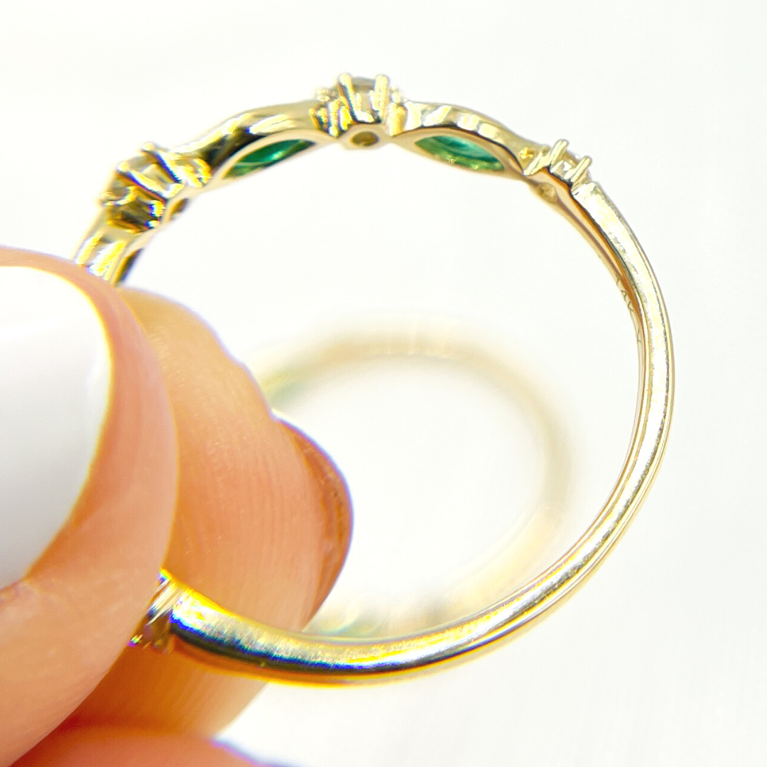 14K Solid Gold Diamond & Emerald Ring. RAD00549EM