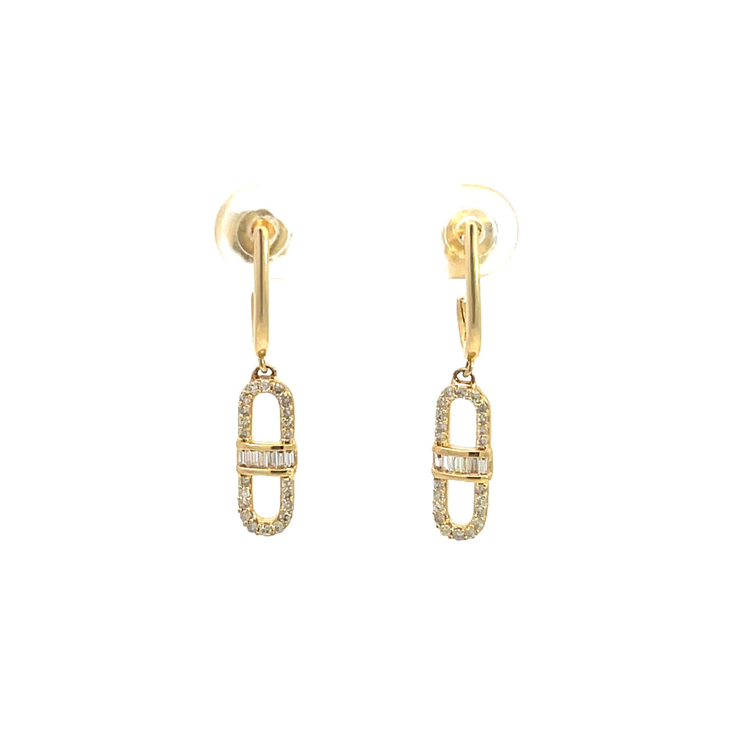 14K Solid Gold and Diamonds Link Earrings. EFE52048