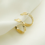 Load image into Gallery viewer, GER108. 14K Solid Gold Hoop with Flat and Curb section
