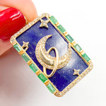 Load image into Gallery viewer, Shop Now 14K Gold Moon Rectangle Pendant
