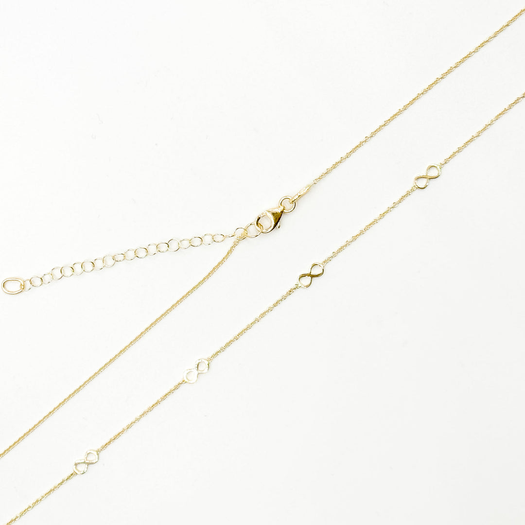 NKSET399. 14k Solid Yellow Gold Infinity Link Necklace