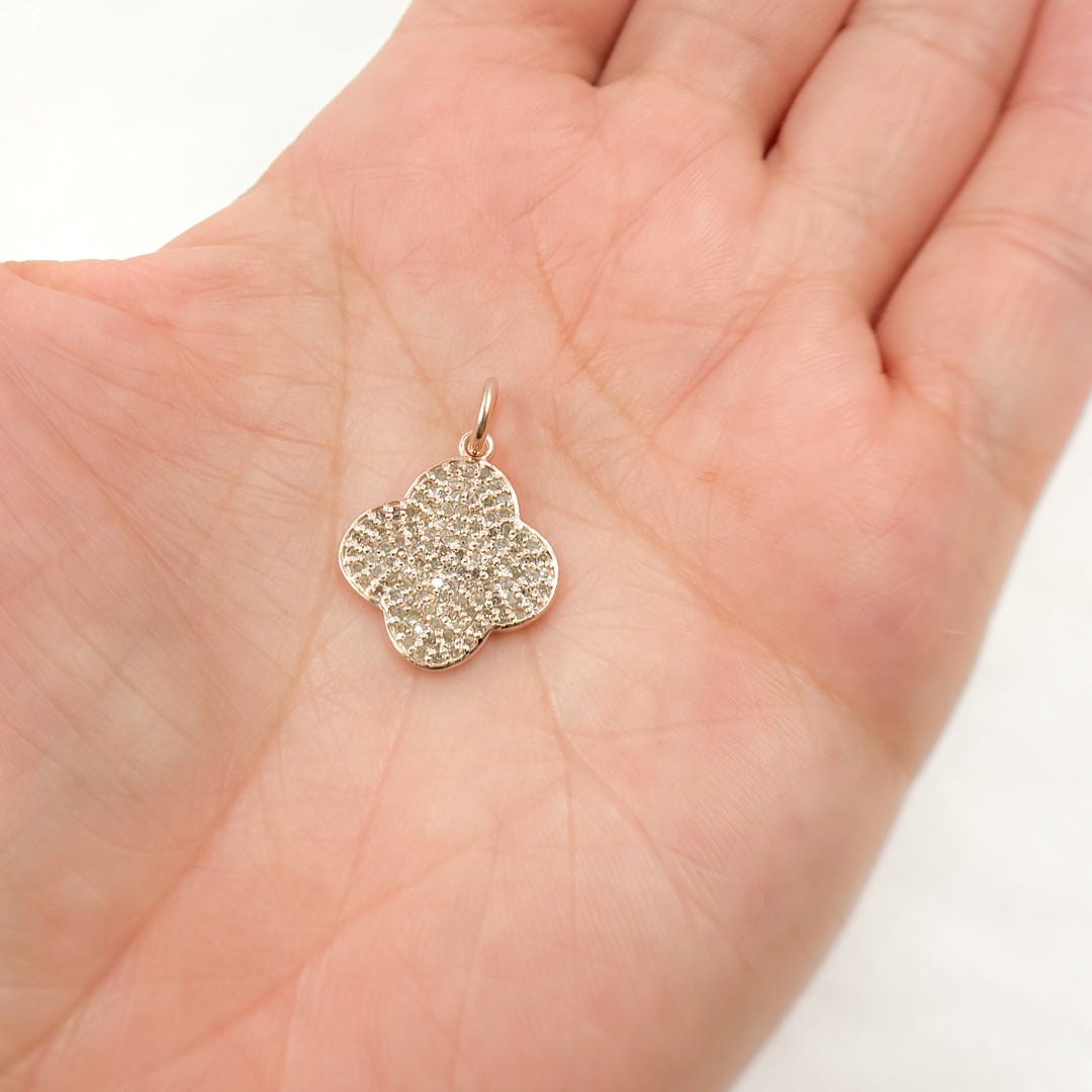 DC915. Diamond Sterling Silver Flower Charm