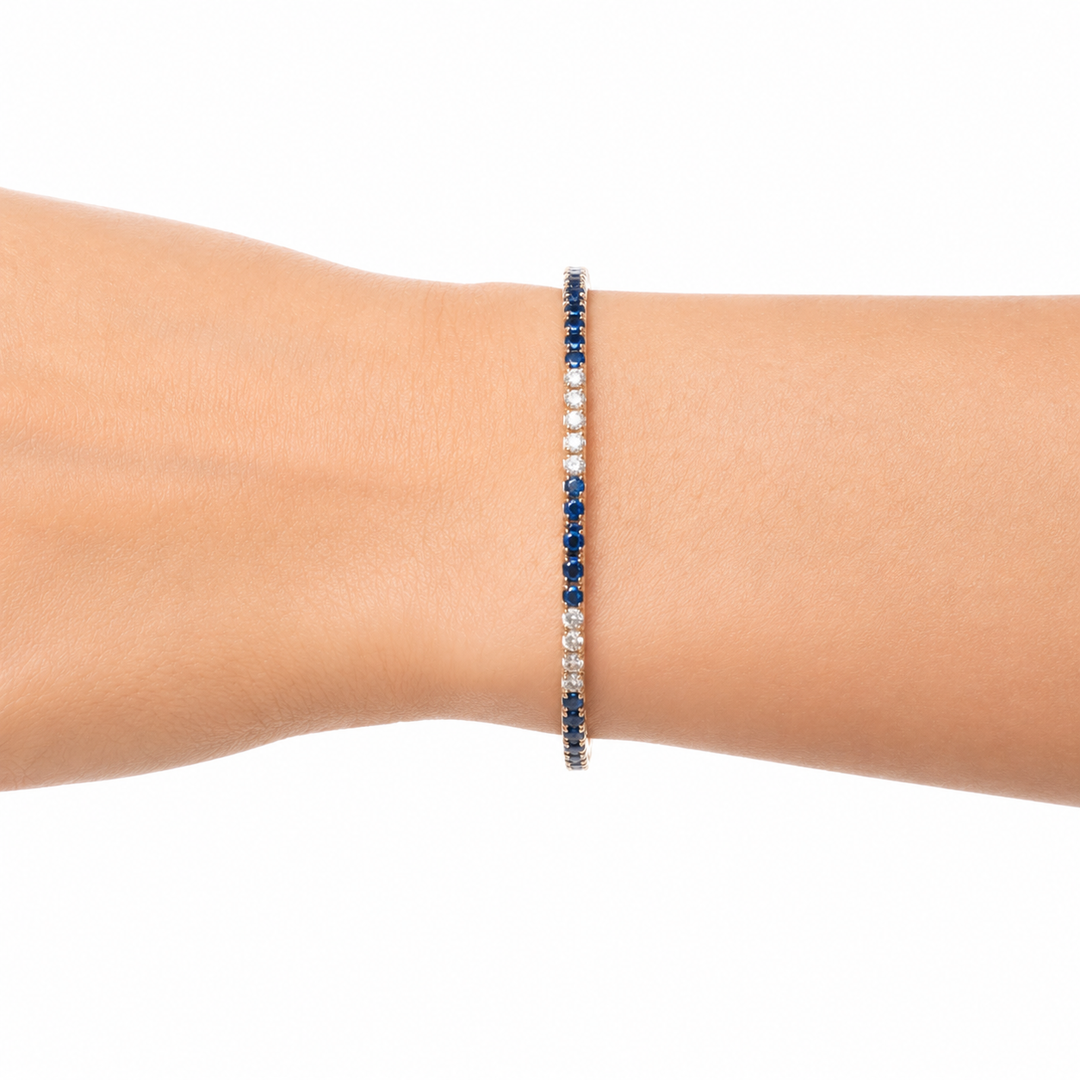BNH68545. 14K Solid Yellow Gold Diamond and Gemstone Bangle