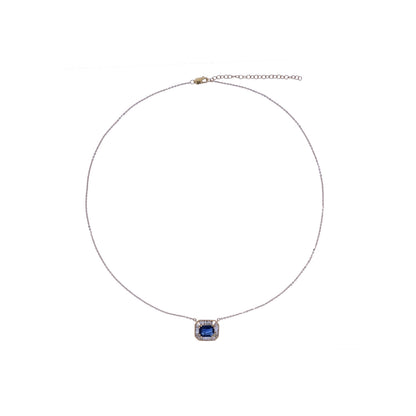 CN97216. 14K Solid Gold Octagon Gemstone Fancy Tiny Necklace