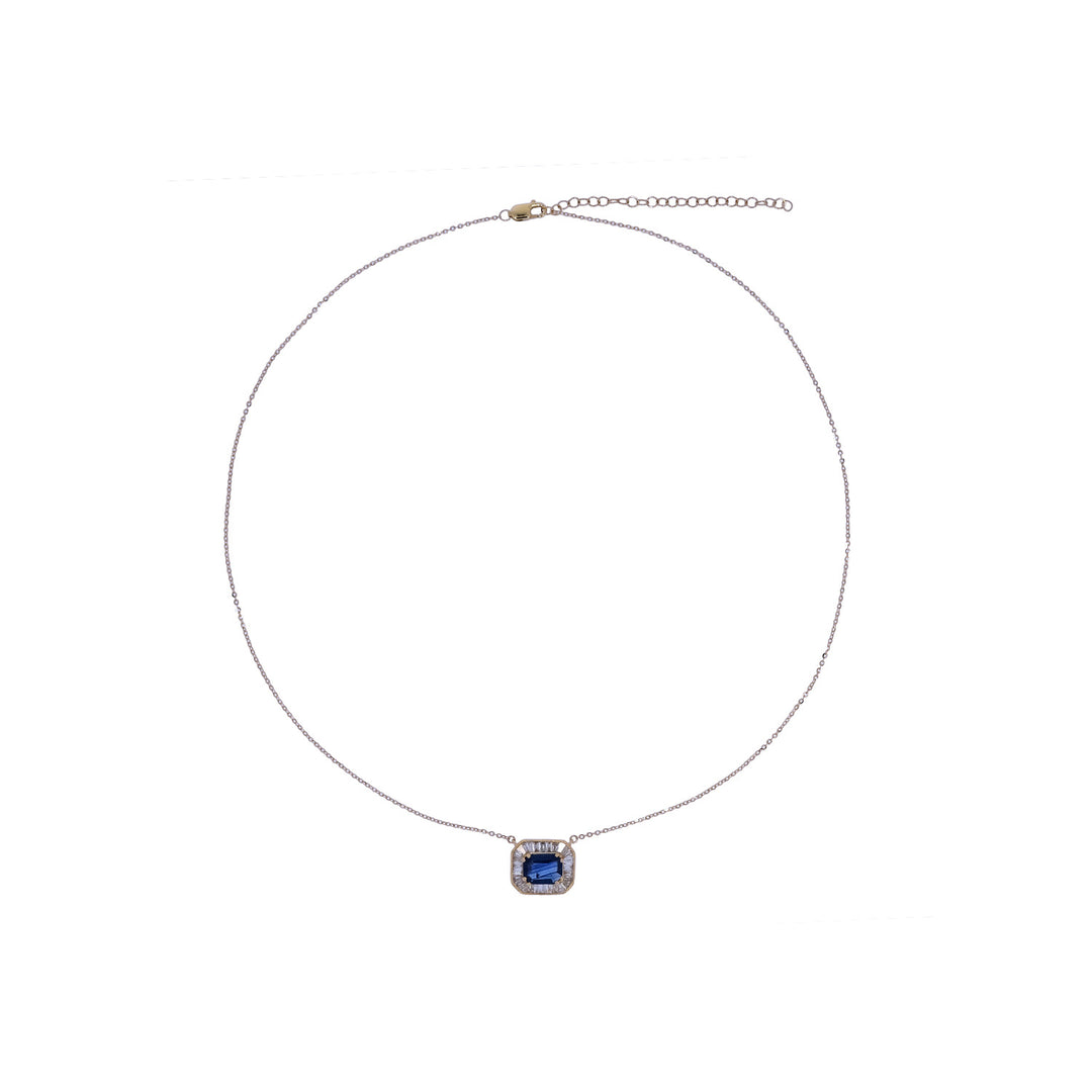 CN97216. 14K Solid Gold Octagon Gemstone Fancy Tiny Necklace