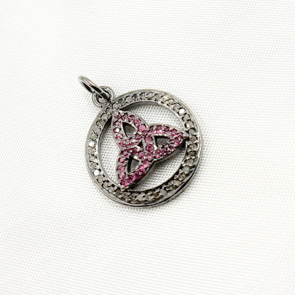 Silver Round Celtic Trinity Knot Pendant with Gemstone