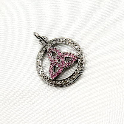 Silver Round Celtic Trinity Knot Pendant with Gemstone