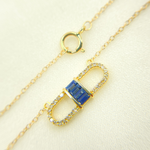 Load image into Gallery viewer, 14k Solid Yellow Gold, Diamonds &amp; Precious Stones Cable Link Marquise Necklace. NFB70796
