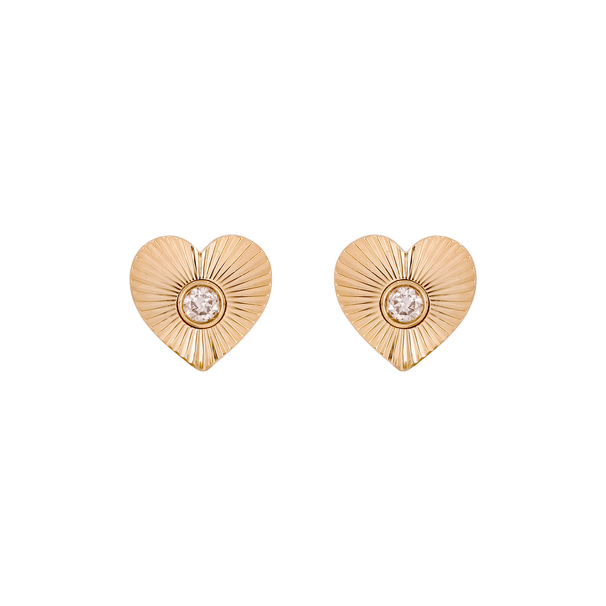 EFA53561. 14K Solid Gold Diamond Heart Stud Earrings