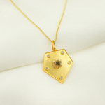 Load image into Gallery viewer, 14K Solid Gold Shield Charm with Diamonds. CGDP40
