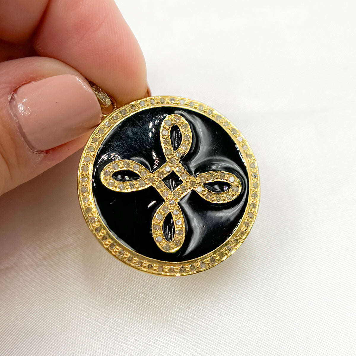 Shop Diamond Sterling Silver Round Enamel Pendant