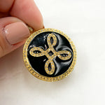 Load image into Gallery viewer, DP569A. Diamond Sterling Silver Round Enamel Pendant
